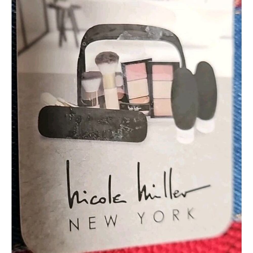 Nicole Miller New York Cosmetic Bag With Brush Holder To Travel Bottles Black...